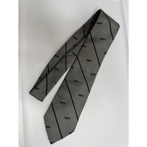 Vintage‎ Zippo Neck Tie Gray Diagonal Stripe Pattern Men's Polyester
